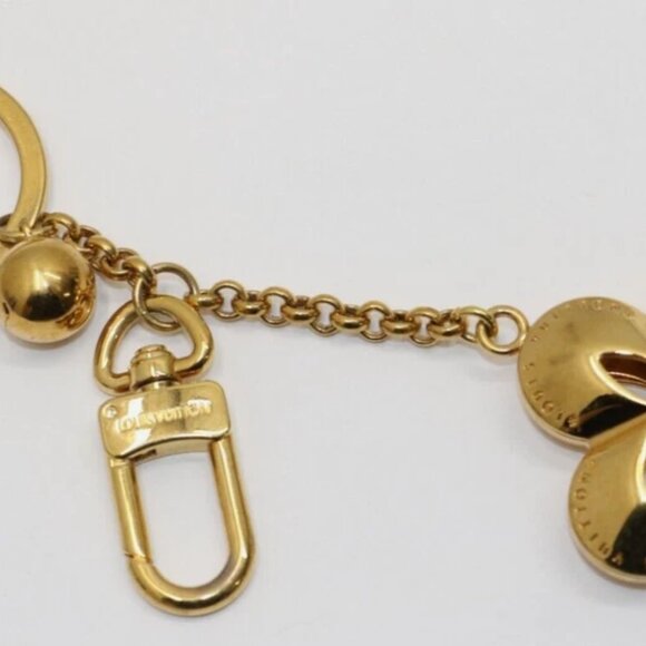LOUIS VUITTON Porte Cles Eclipse Key Ring Bag Charm M66463 Gold 15cm - Picture 1 of 11